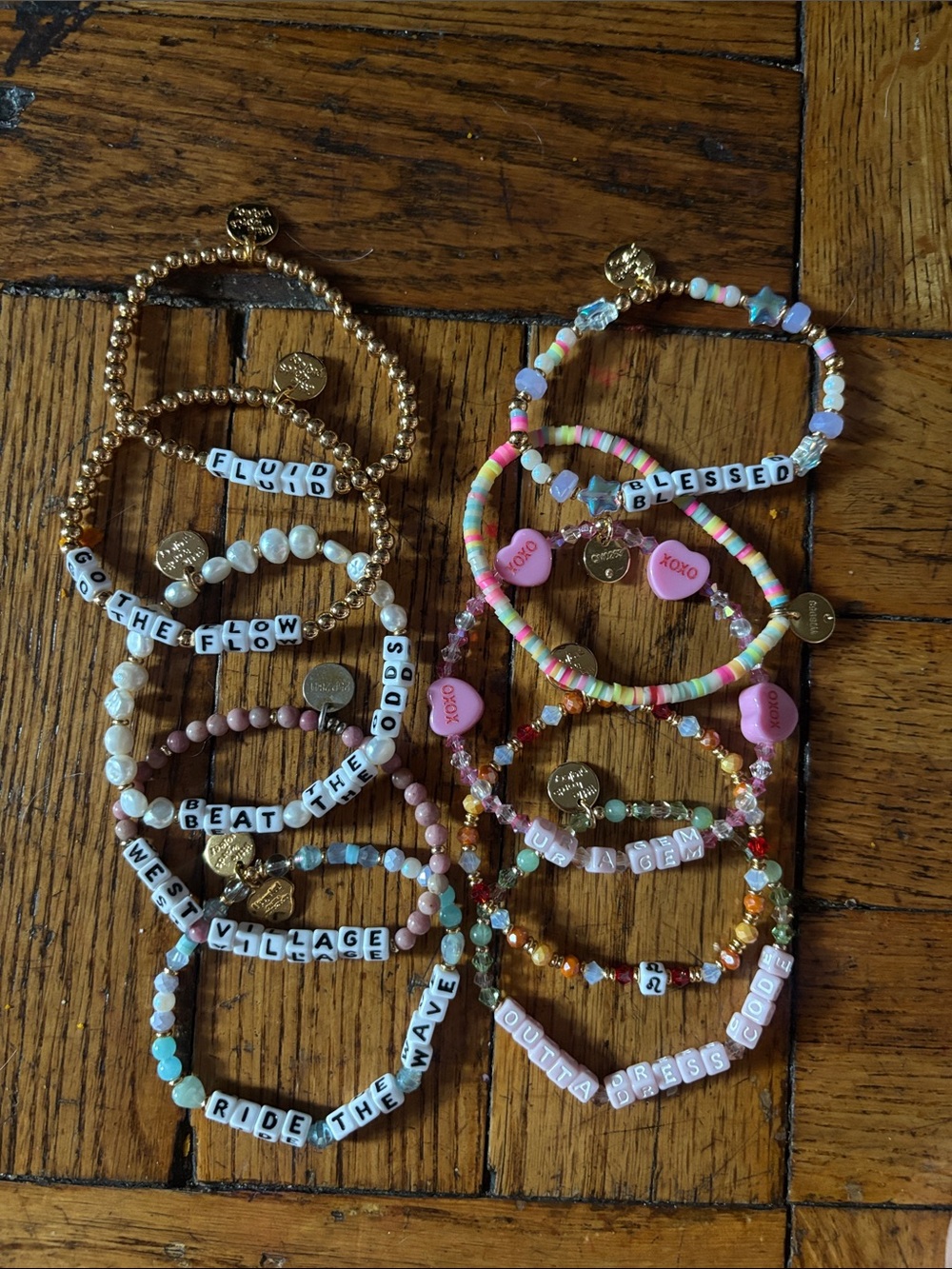 Gold and Multicolor Beaded Inspirational Bracelet Set